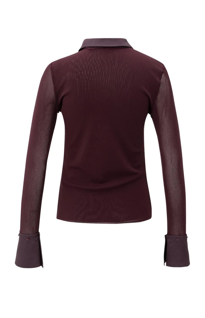 Mesh Top With Removable Collar - Aubergine