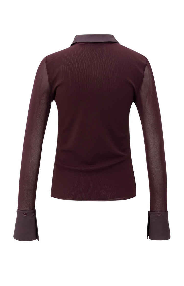 Mesh Top With Removable Collar - Aubergine