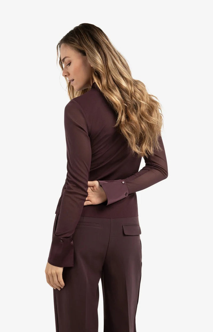 Mesh Top With Removable Collar - Aubergine