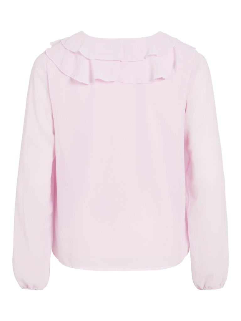 Viane L/s V-neck Frill Top - Noos - Licht Roze