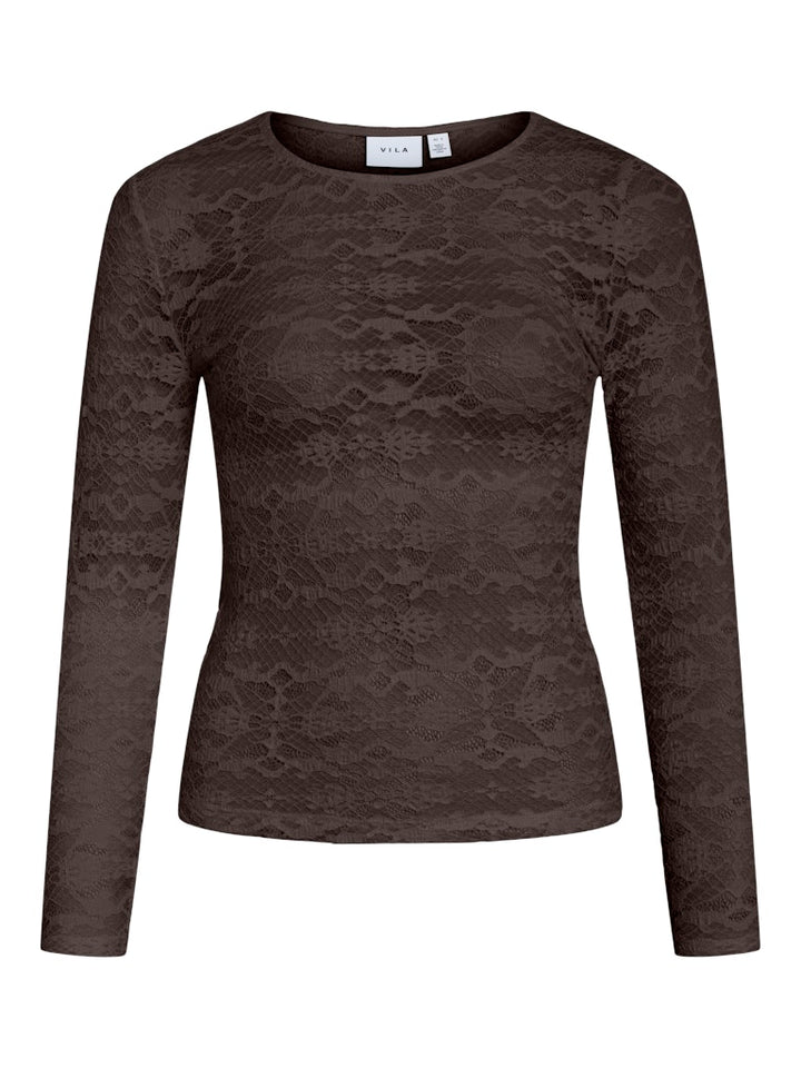 Vivelina L/s Lace Top - Bruin