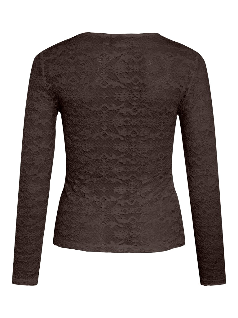 Vivelina L/s Lace Top - Bruin