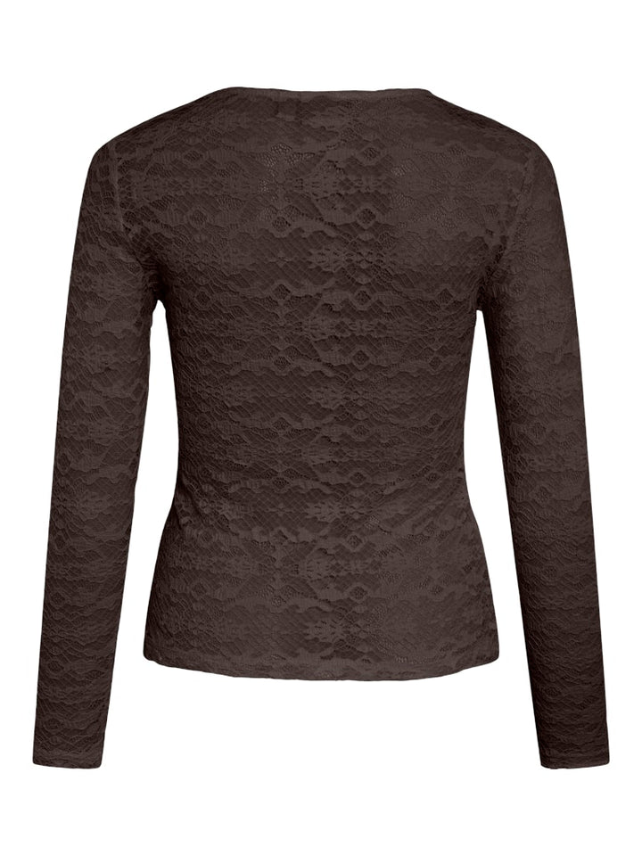 Vivelina L/s Lace Top - Bruin