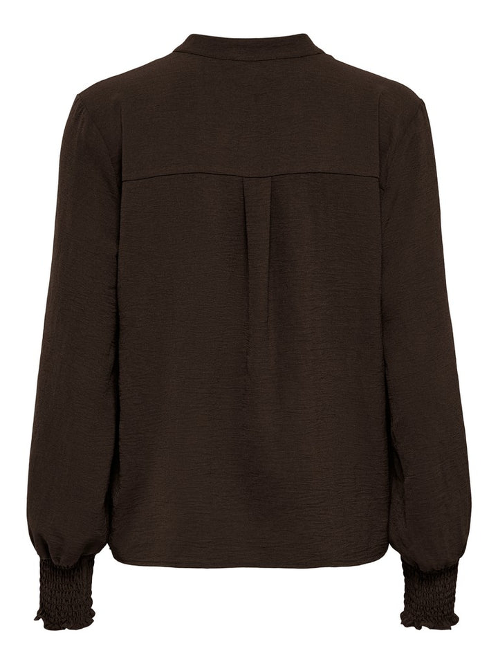 Onlmette V-neck Ls Smock Top Noos Wvn - Bruin