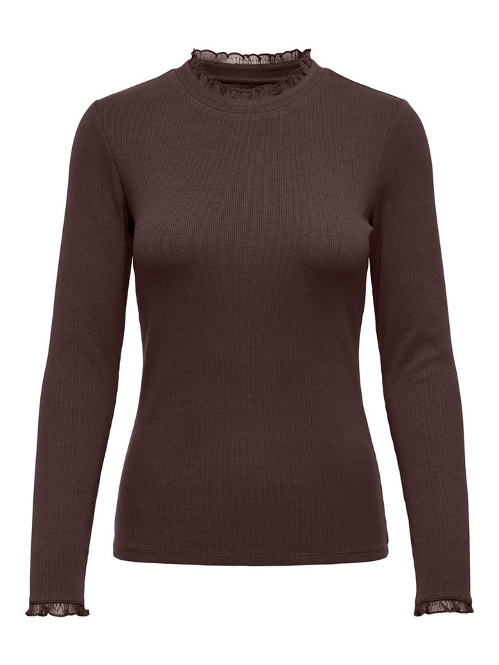 Onlleslie L/s Lace Mix Top Jrs - Bruin