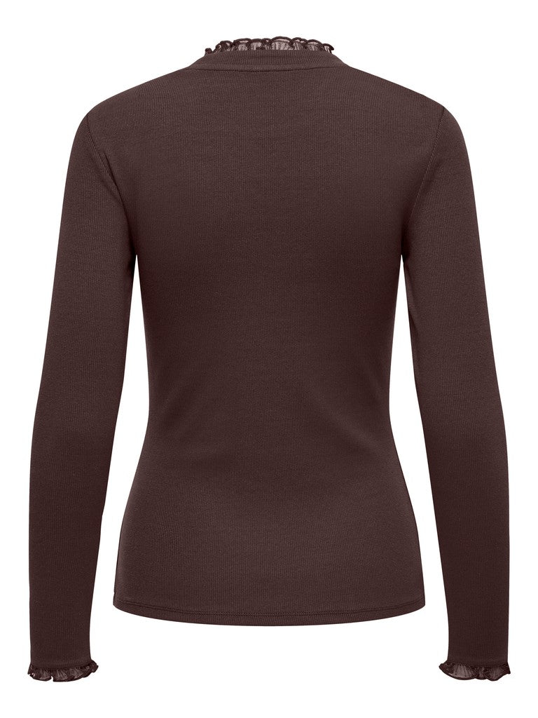 Onlleslie L/s Lace Mix Top Jrs - Bruin