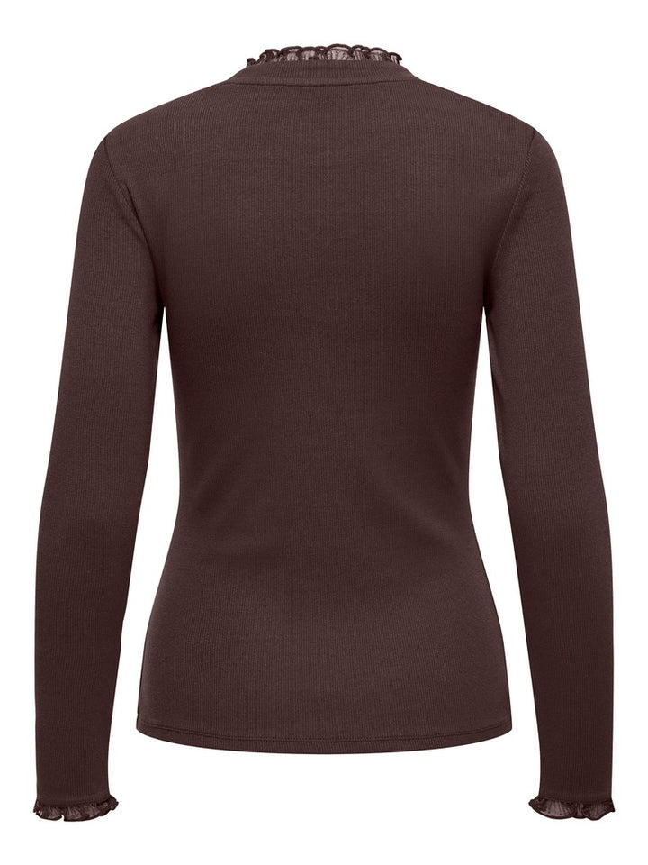 Onlleslie L/s Lace Mix Top Jrs - Bruin