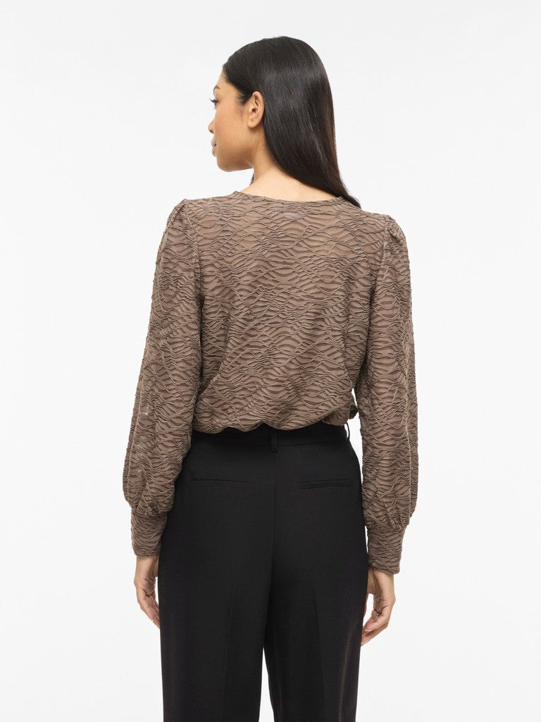 Vifina L/s O-neck Top - Noos - Taupe