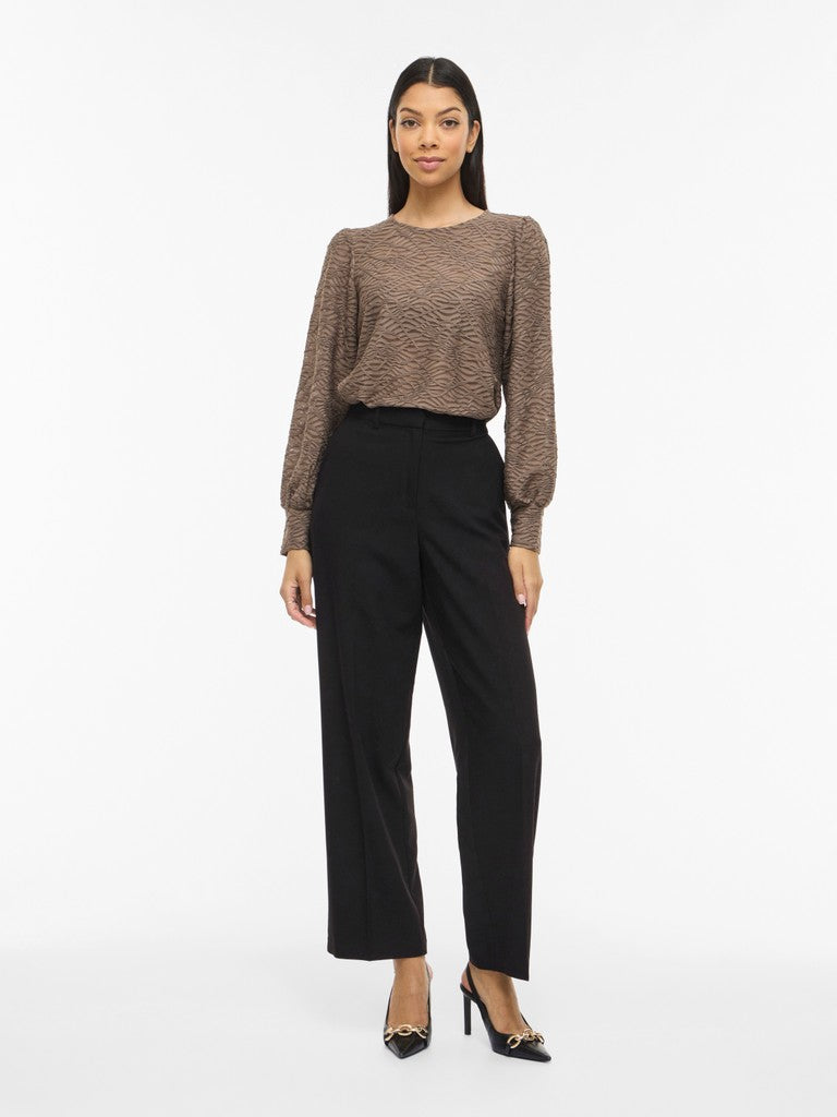 Vifina L/s O-neck Top - Noos - Taupe