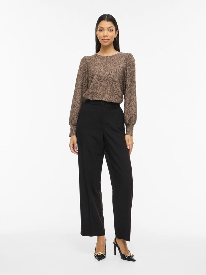 Vifina L/s O-neck Top - Noos - Taupe