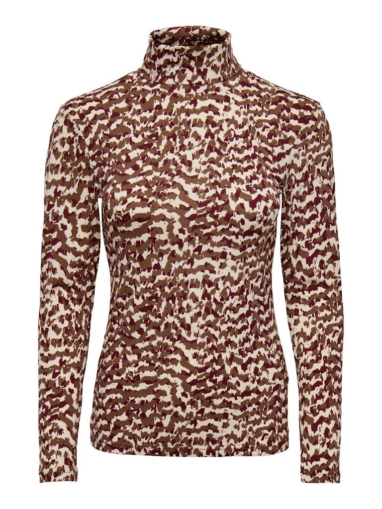 Jdyfaith L/s Highneck Top Jrs - Bruin Dessin