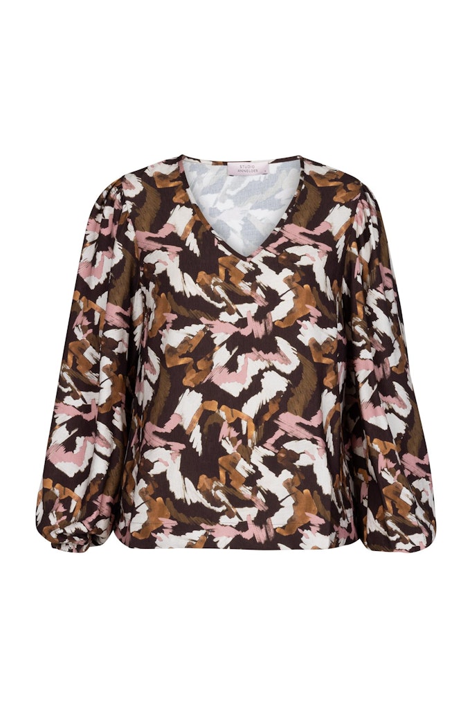 Kylie Marker Crepe Top - Bruin Dessin