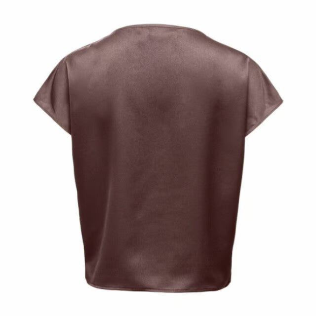 Onlfaraya S/l Button Lace Satin Top Wvn - Bruin Dessin