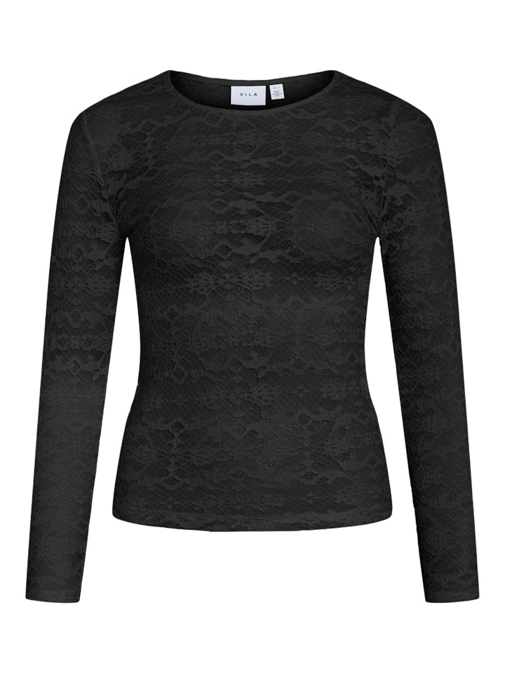 Vivelina L/s Lace Top - Zwart