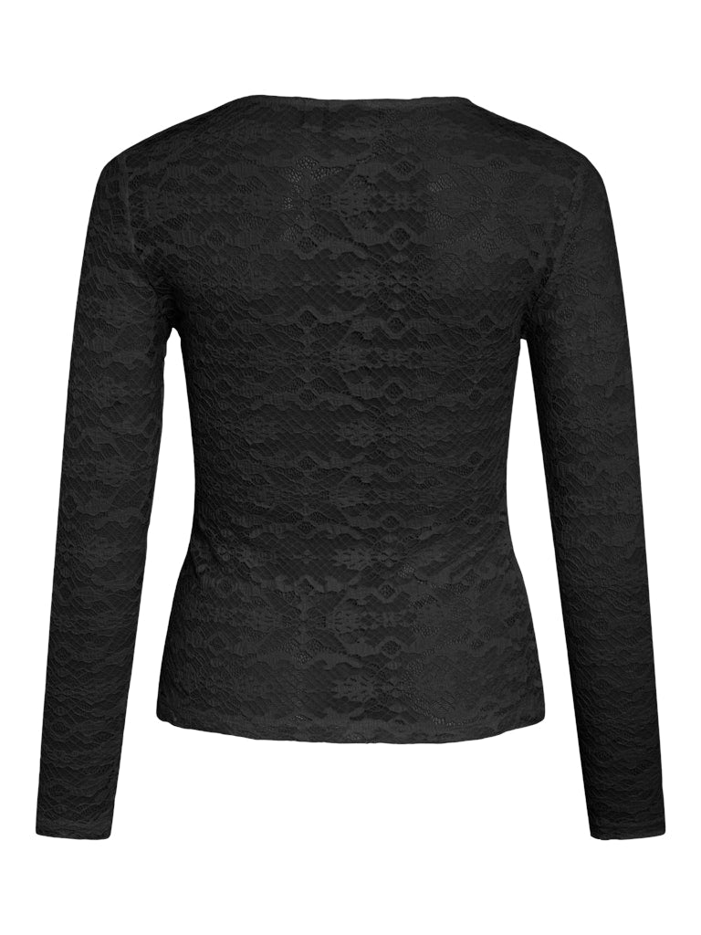 Vivelina L/s Lace Top - Zwart