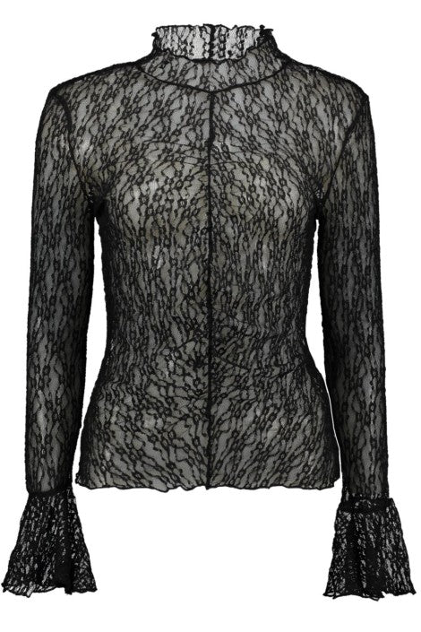 Jdylala Ls High Neck Lace Top - Zwart