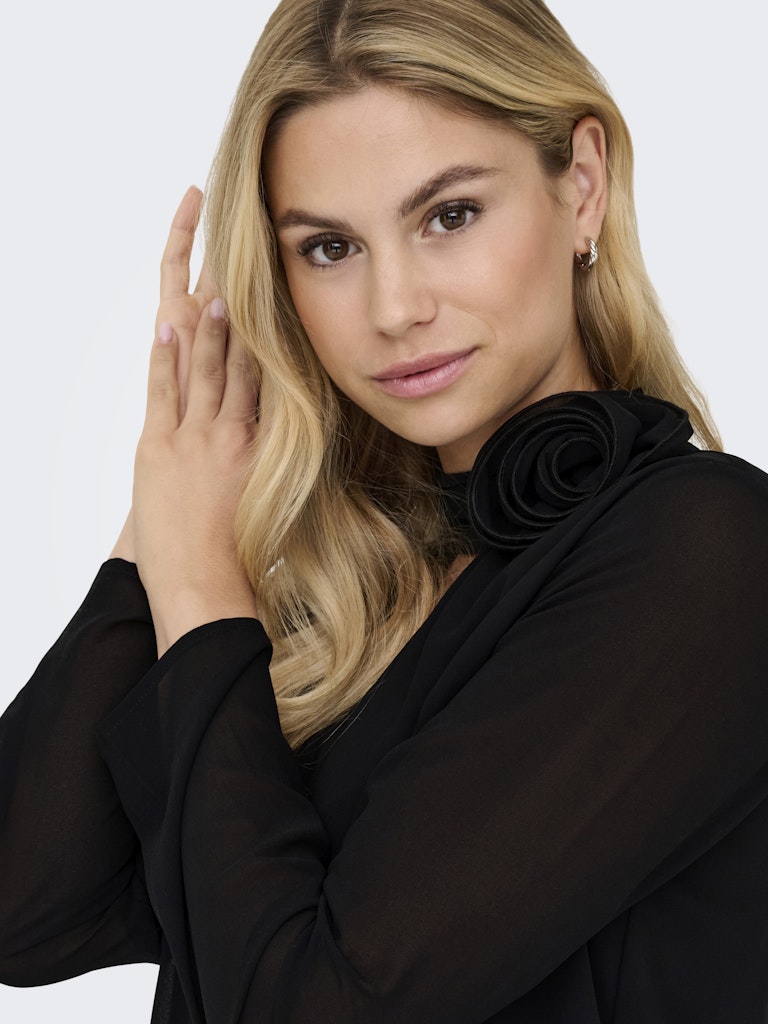 Jdynomi L/s High Neck Rose Top Wvn - Zwart