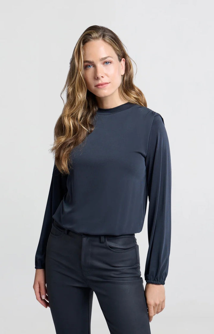 Jersey Top With Elastic Cuffs - Zwart