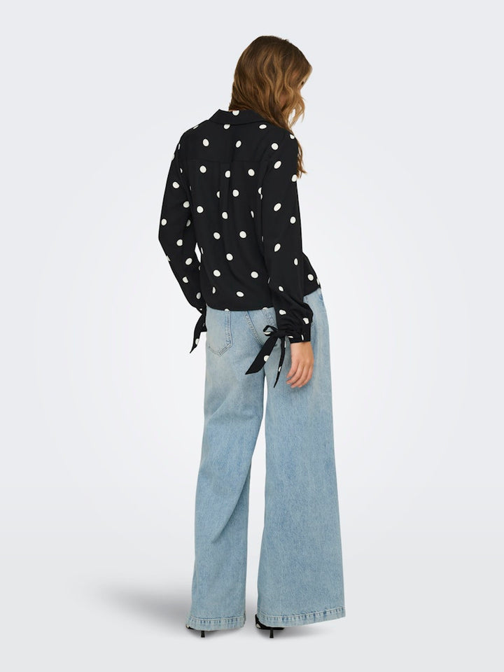 Onlbelem L/s Bow Top Wvn Sud - Zwart Dessin