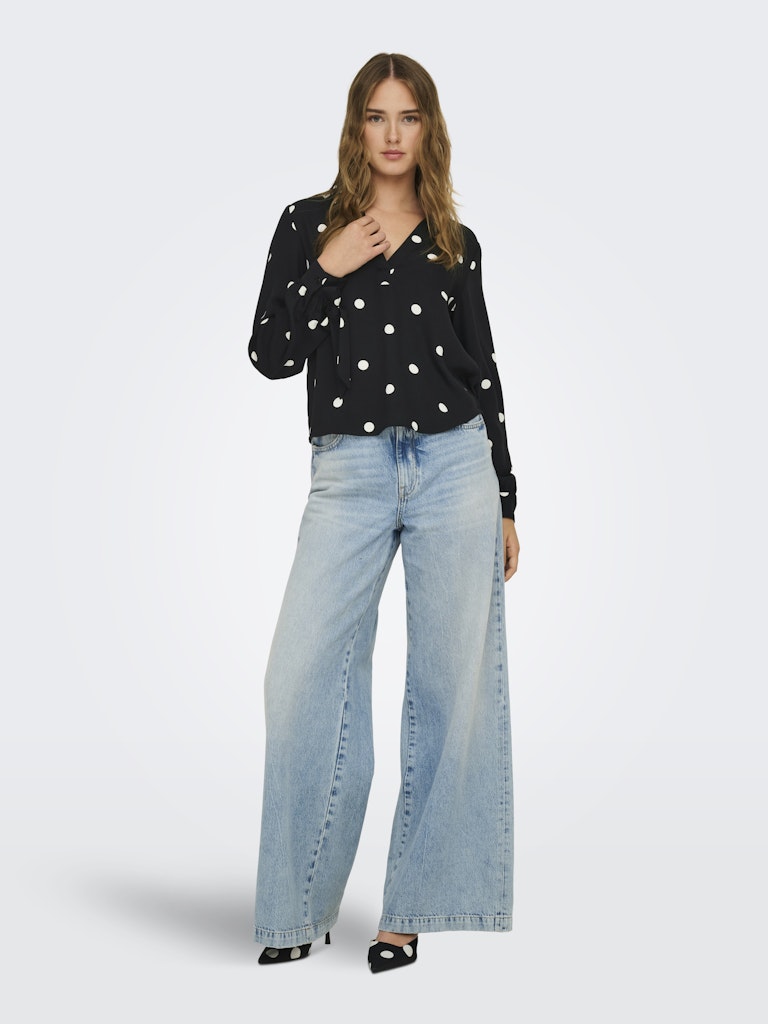 Onlbelem L/s Bow Top Wvn Sud - Zwart Dessin