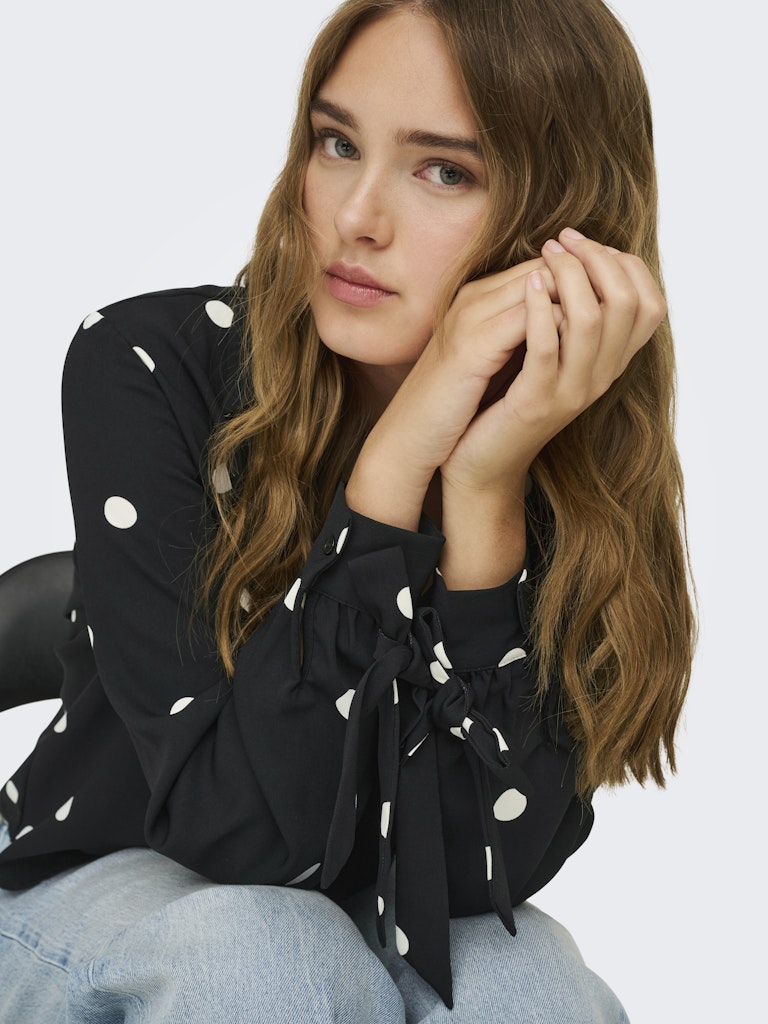 Onlbelem L/s Bow Top Wvn Sud - Zwart Dessin