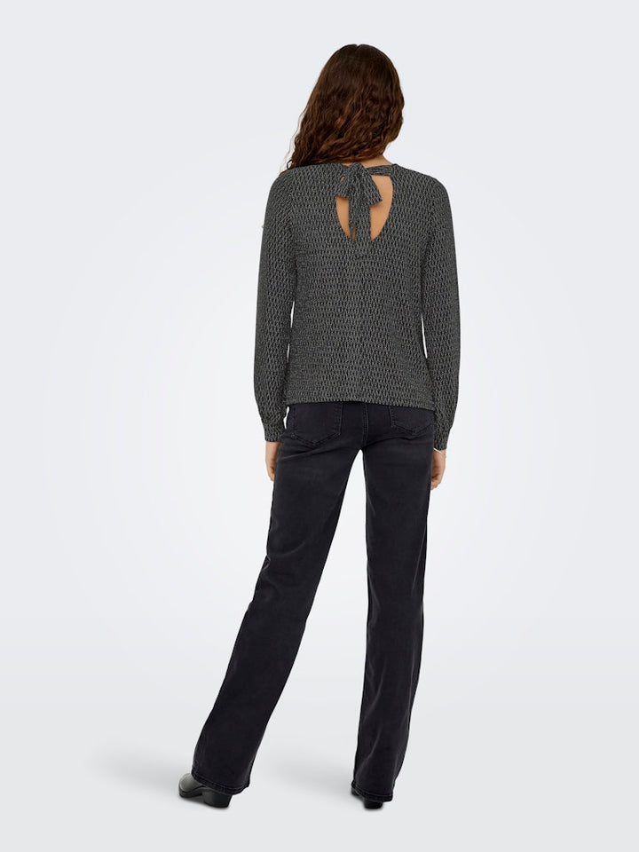 Onlcarol L/s Glitter Bow Top Box Jrs - Zwart Dessin