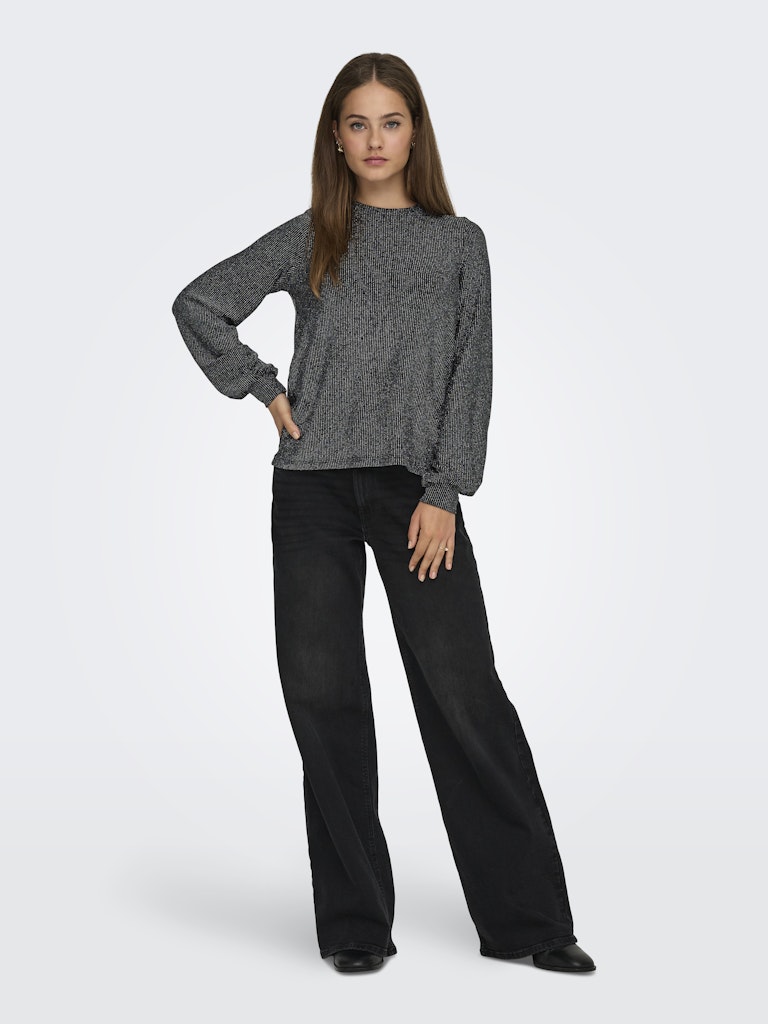 ONLCAROL L/S GLITTER BOW TOP BOX JRS Black-Zil zebra (black ONLCAROL L/S GLITTER BOW TOP BOX JRS Black-Zil zebra (black