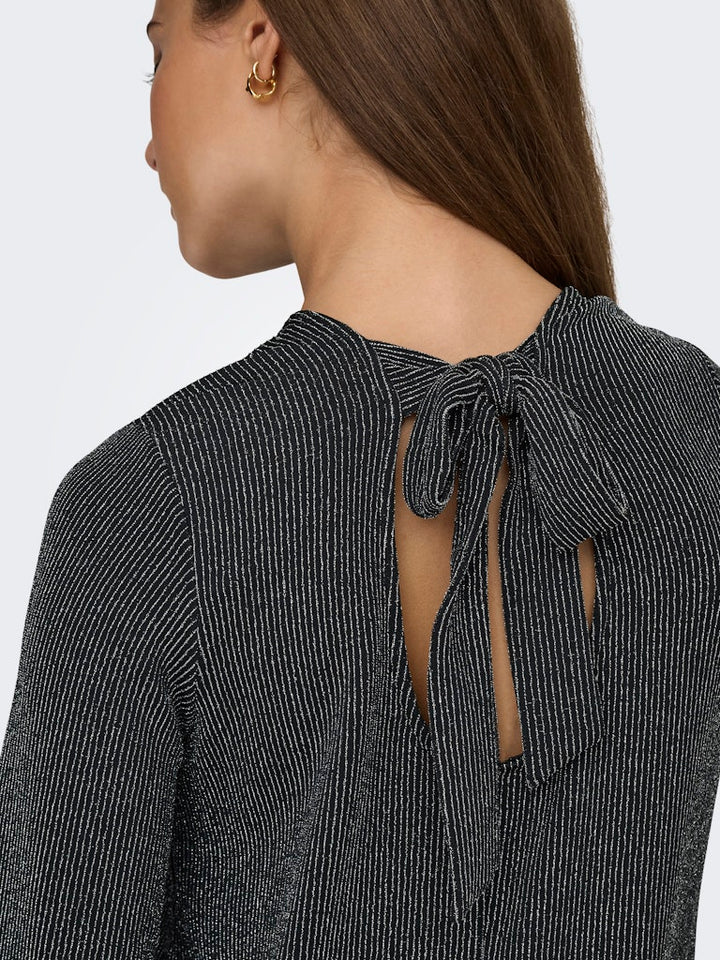 Onlcarol L/s Glitter Bow Top Box Jrs - Zwart Dessin