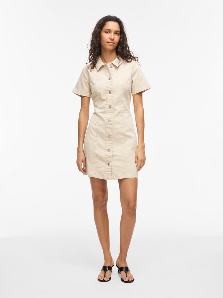 Vinisa S/s Denim Dress/tes - Zand