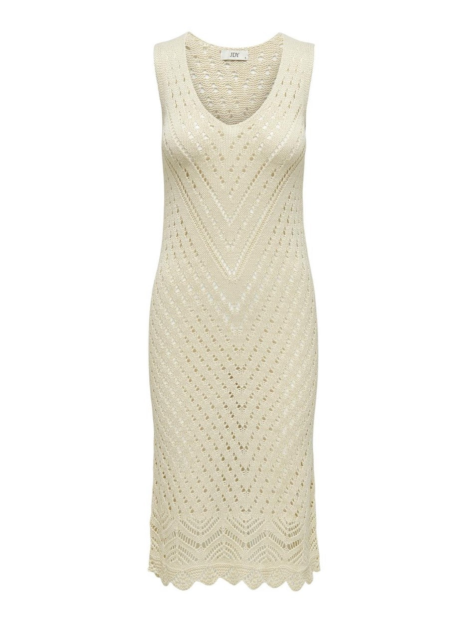 Jdysun S/l V-neck Midi Dress Knt - Beige