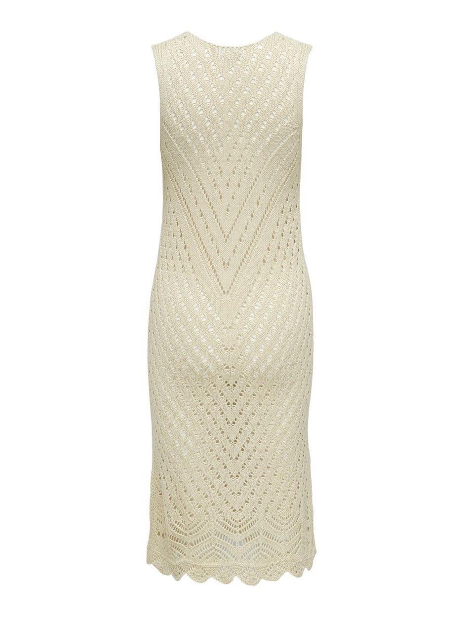 Jdysun S/l V-neck Midi Dress Knt - Beige