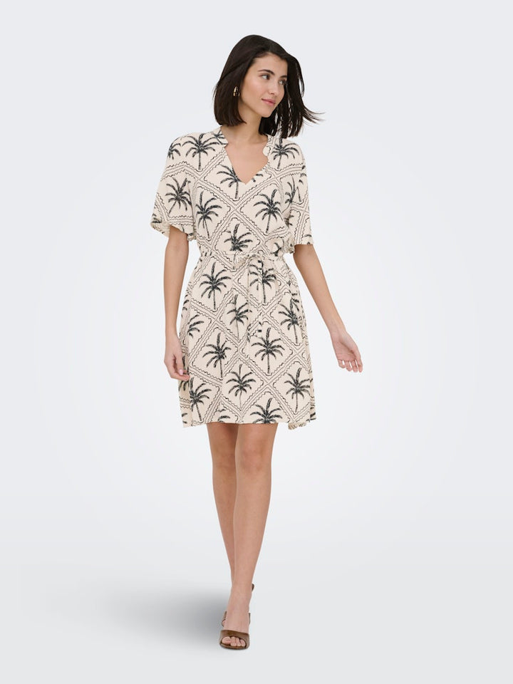 Jdygaby Life S/s Belt Dress Wvn - Zand Dessin