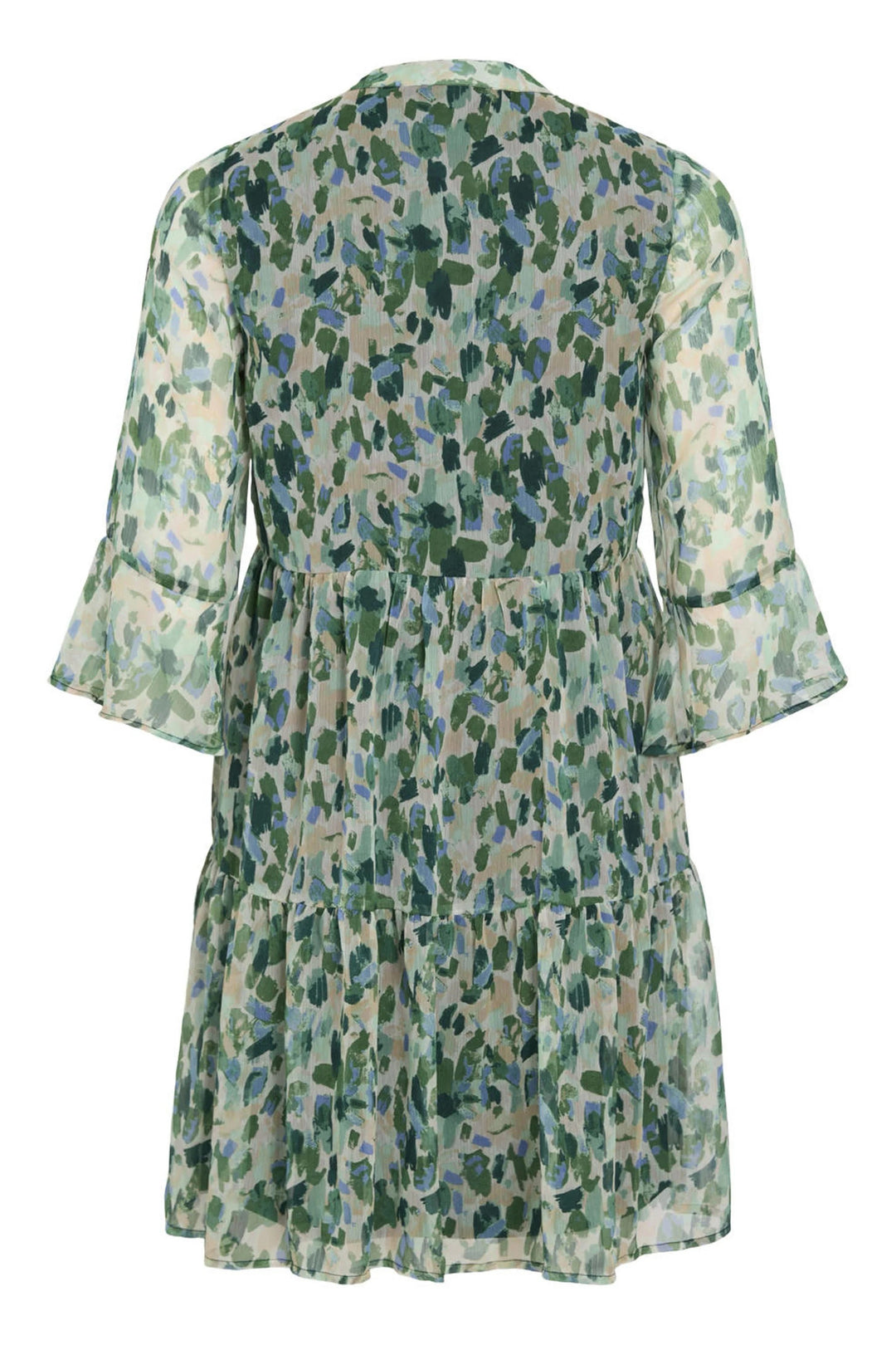 Viemma 3/4 V-neck Short Dress/ka - Groen Dessin