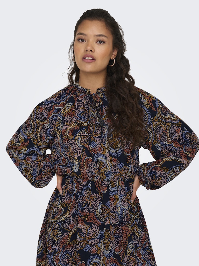 Jdycana L/s Short Dress Wvn - Blauw Dessin