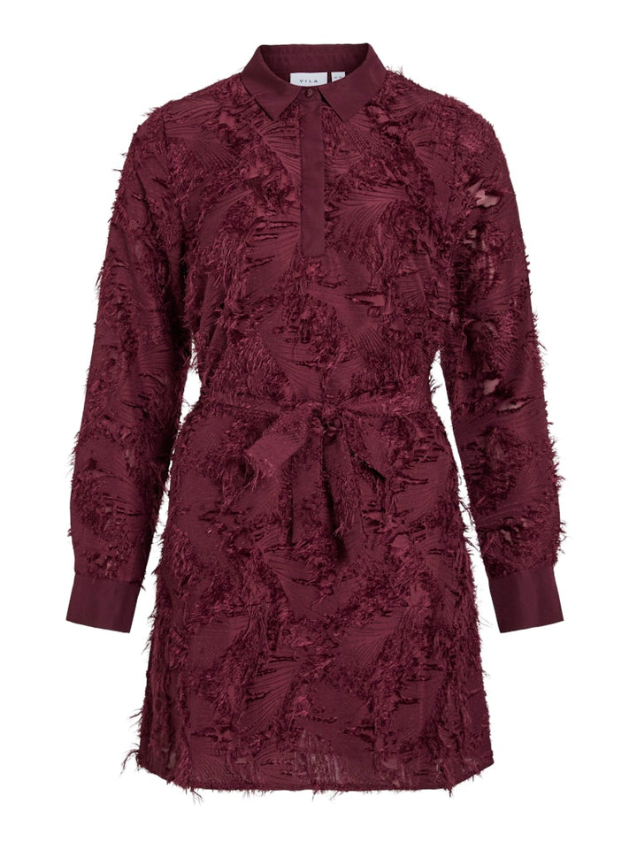 Vimisanja L/s Short Shirt Dress - Bordeaux