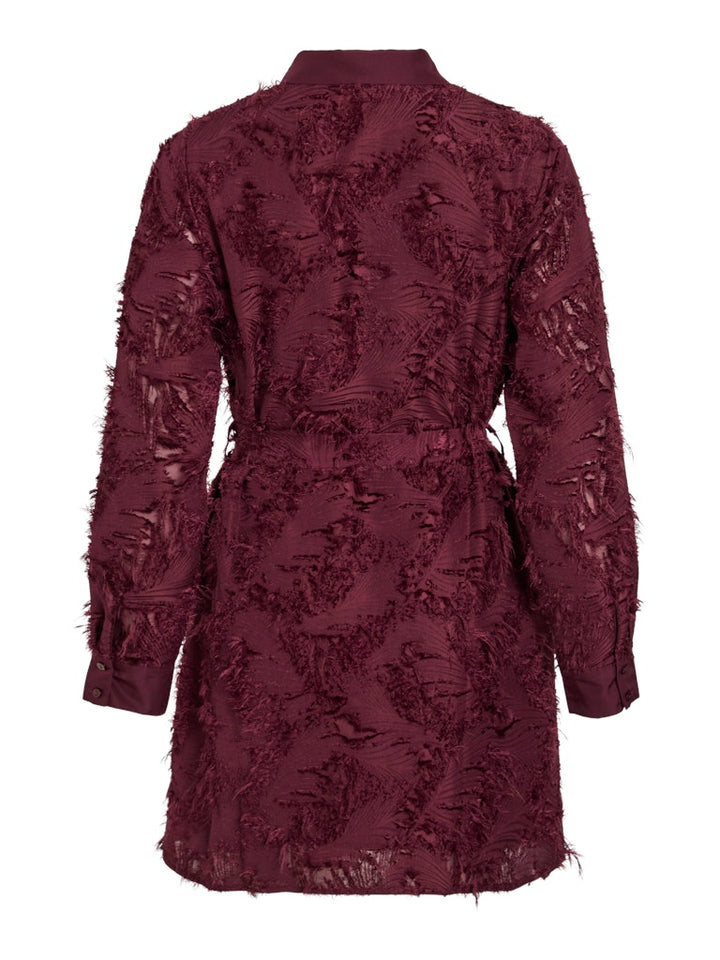 Vimisanja L/s Short Shirt Dress - Bordeaux