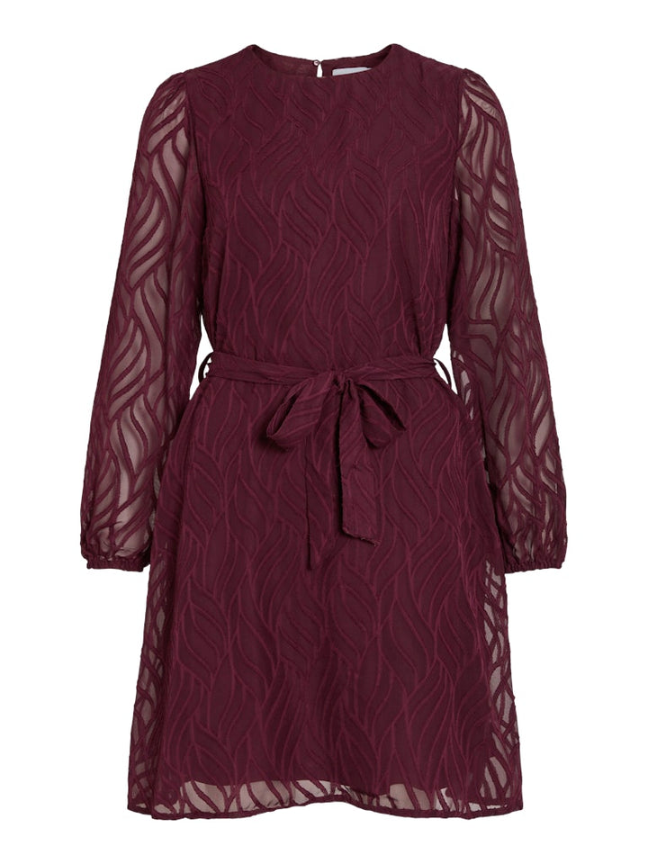 Vimika O-neck L/s Dress - Bordeaux