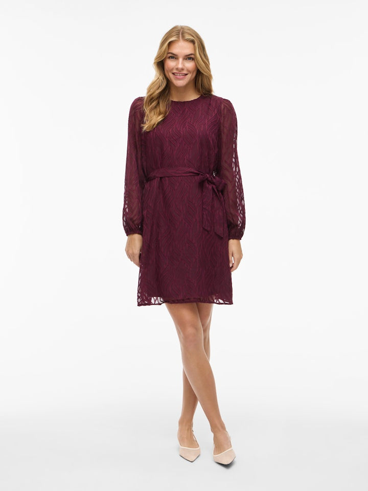 Vimika O-neck L/s Dress - Bordeaux
