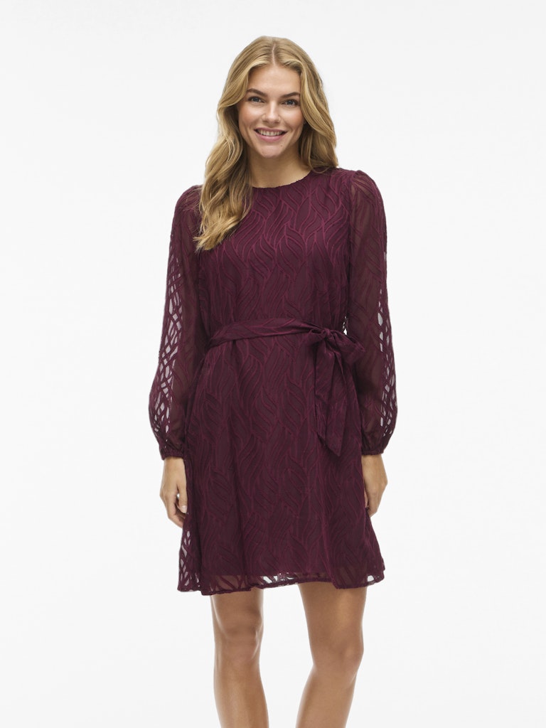 Vimika O-neck L/s Dress - Bordeaux