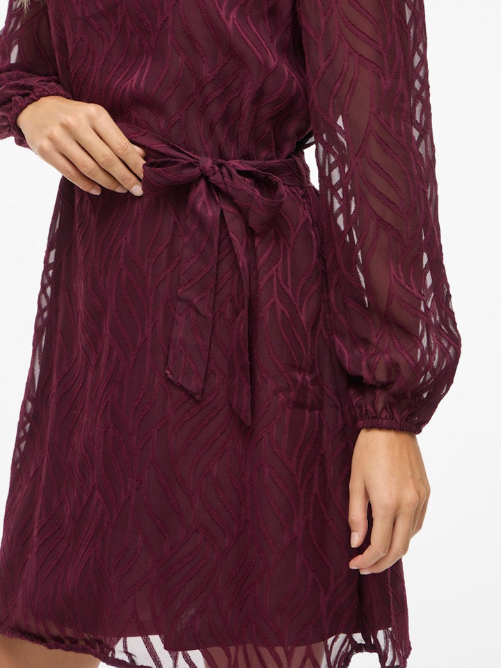 Vimika O-neck L/s Dress - Bordeaux