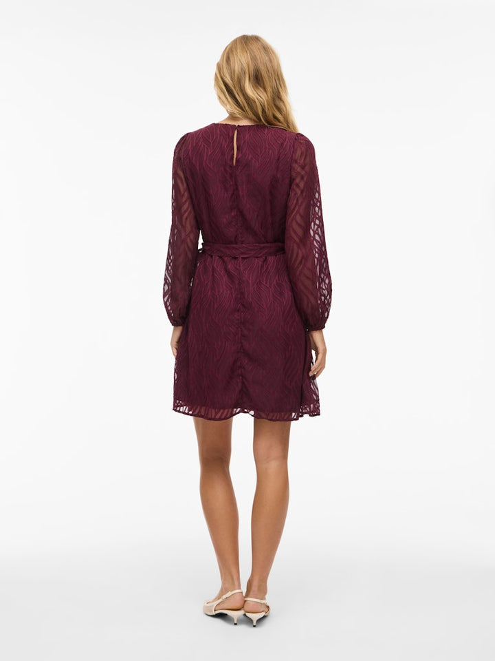 Vimika O-neck L/s Dress - Bordeaux