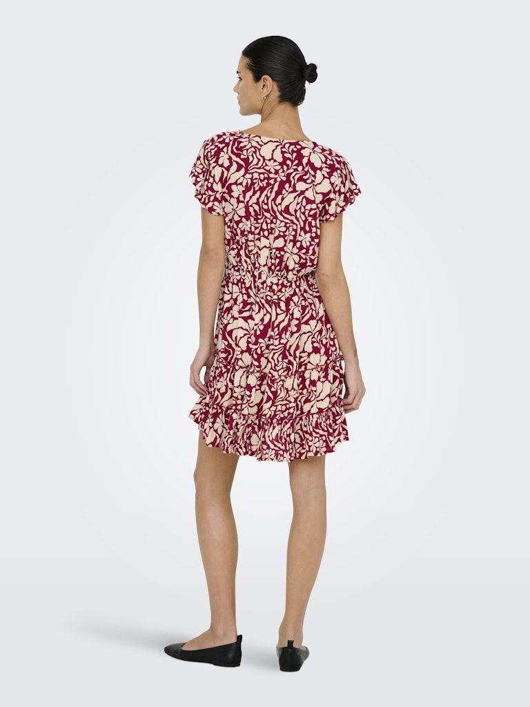 Onlclaudette Life Ss Mini Dress Wvn Noos - Rood Dessin