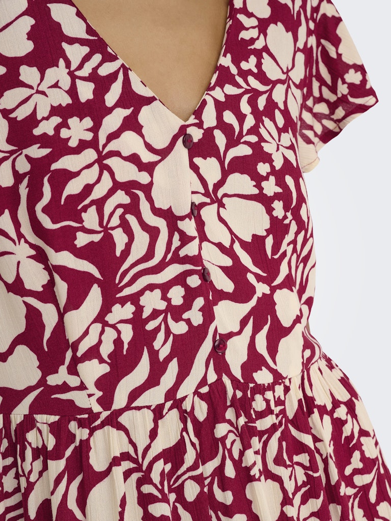 Onlclaudette Life Ss Mini Dress Wvn Noos - Rood Dessin