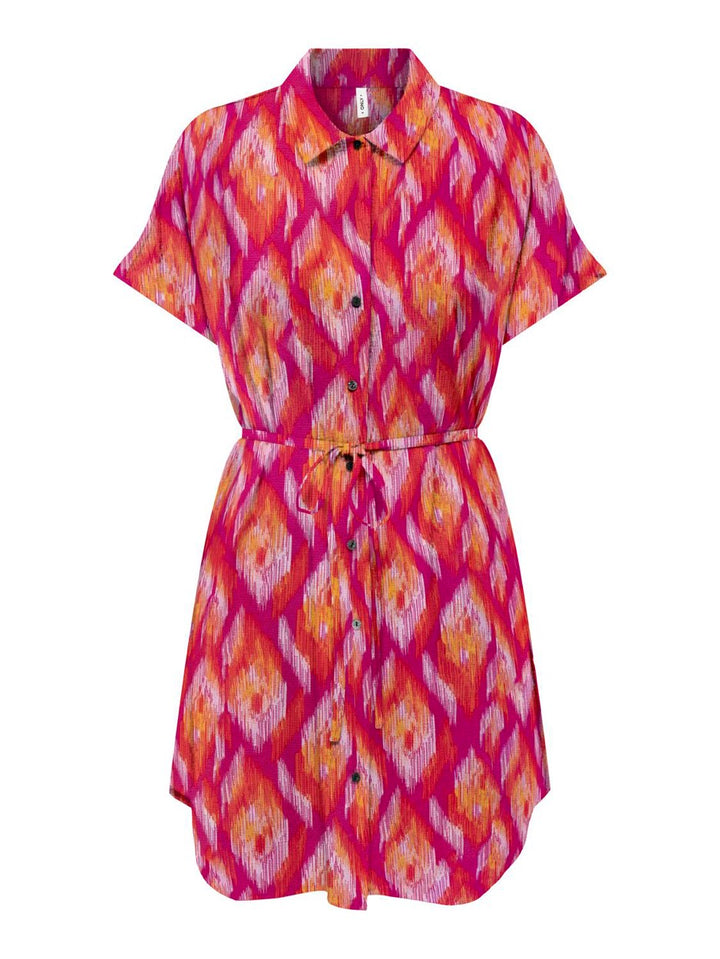 Onlnova Life Vis Ayla Shirt Dress A - Roze Dessin