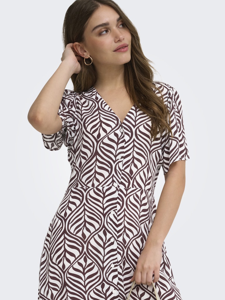 Onlevida S/s Short Dress Wvn Noos - Bruin Dessin