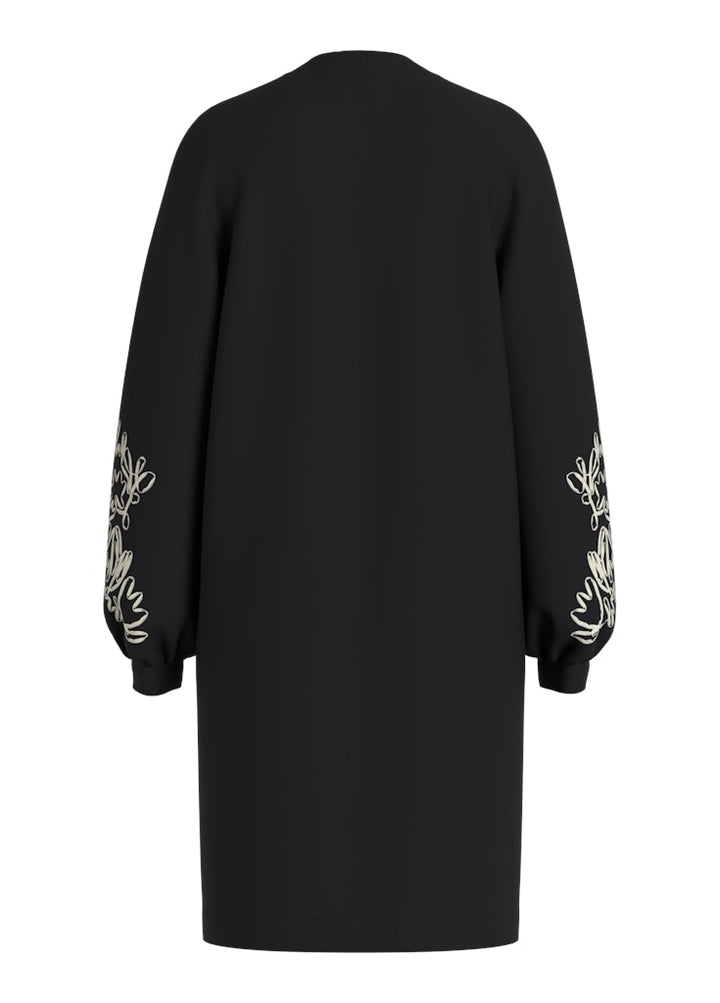 Visiffi Emb O-neck L/s Sweat Dress/lc - Zwart