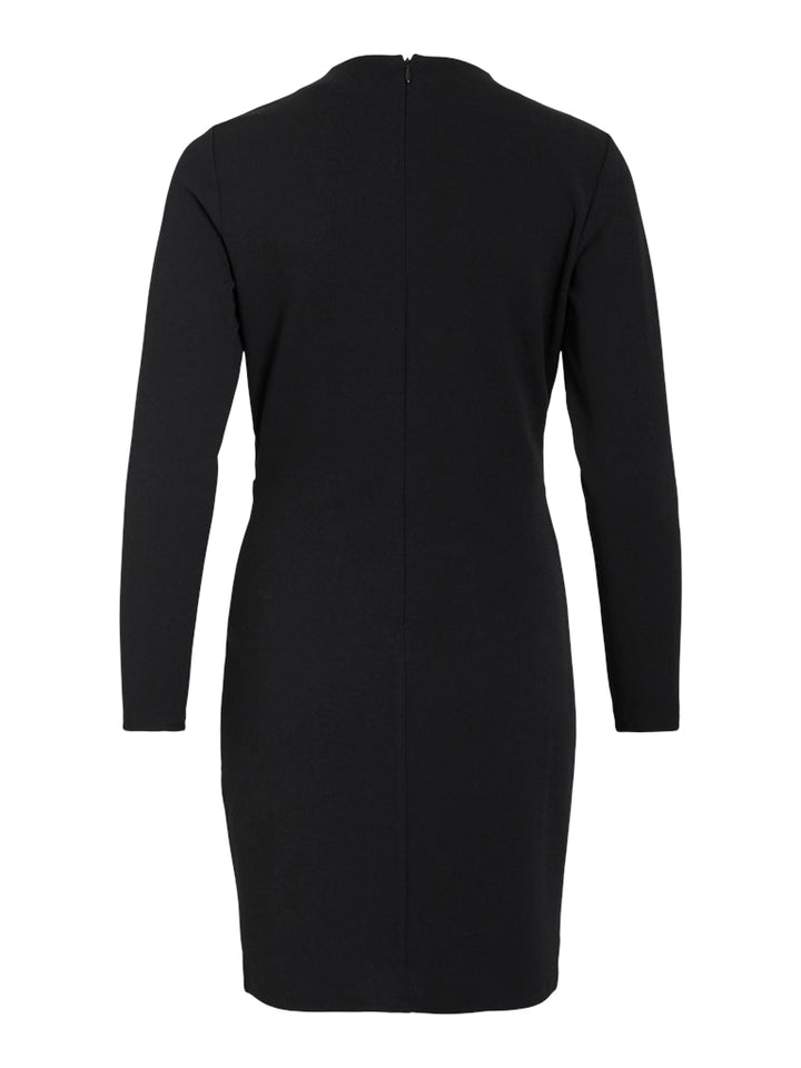 Viclara L/s Highneck Short Belt Dress/ka - Zwart