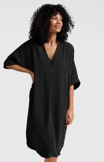 Folded Short Sleeve Dress - Antraciet