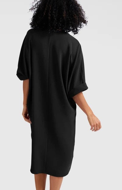 Folded Short Sleeve Dress - Antraciet