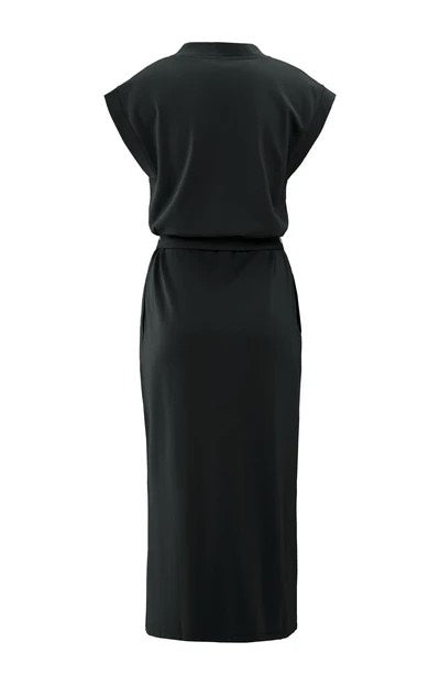 V-neck T-shirt Dress With Belt - Antraciet